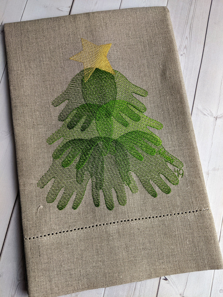 “Handprint Tree” Embroidered Towel - XO Jessica