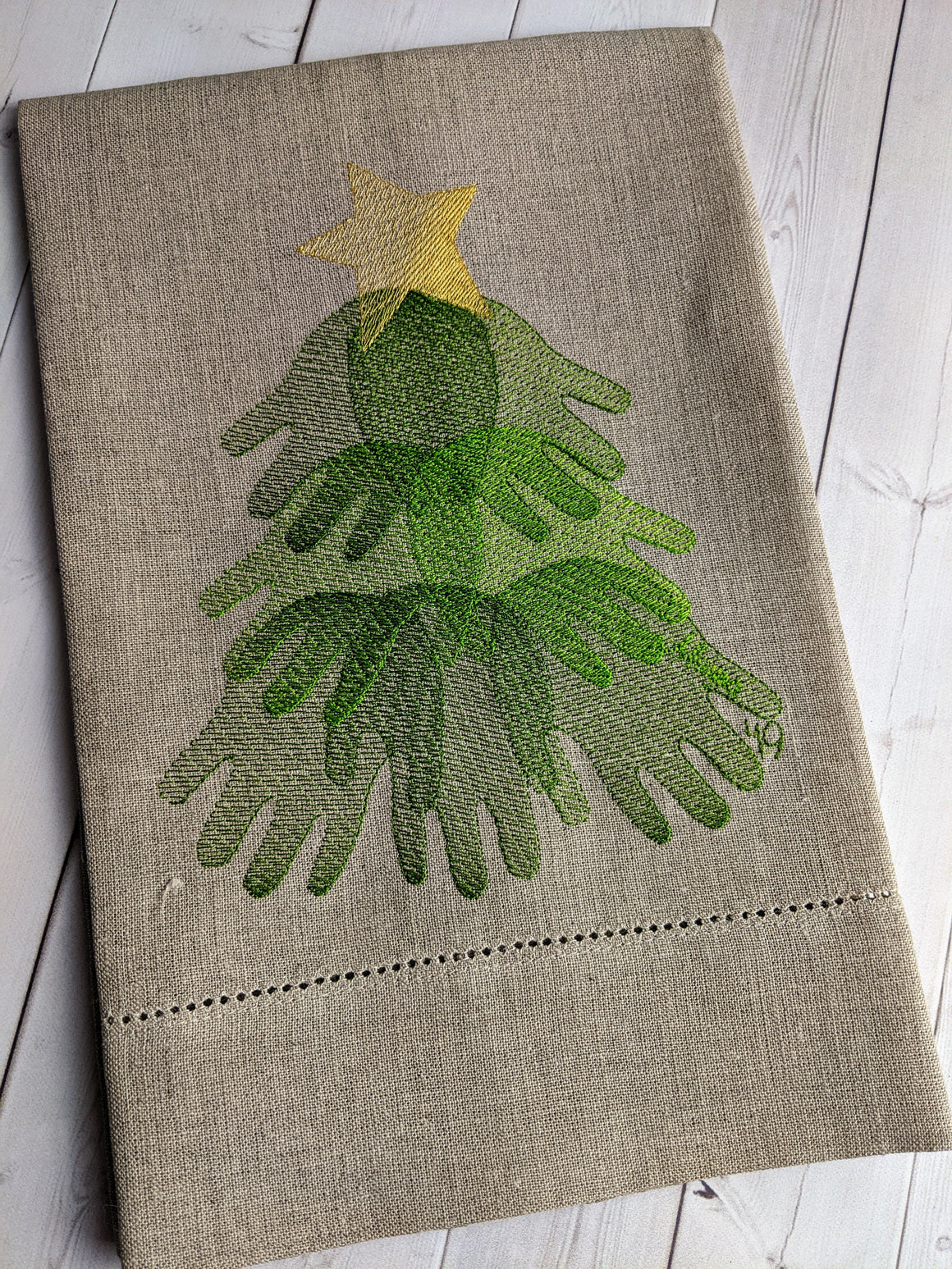 “Handprint Tree” Embroidered Towel - XO Jessica