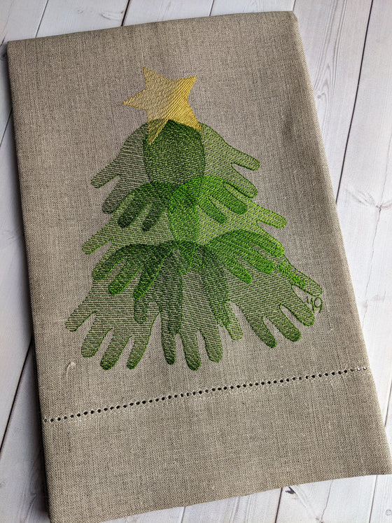 Handprint Tree Embroidered Towel - XO Jessica